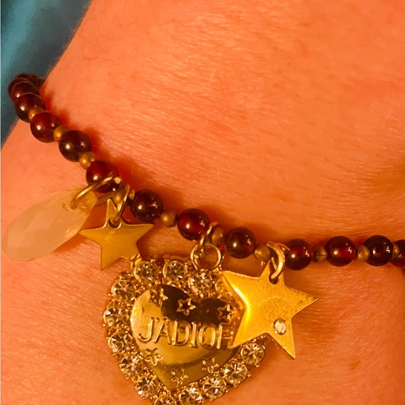 Stunning and Rare Vintage Dior Garnet link JaDior heart charm bracelet - Picture 3 of 4